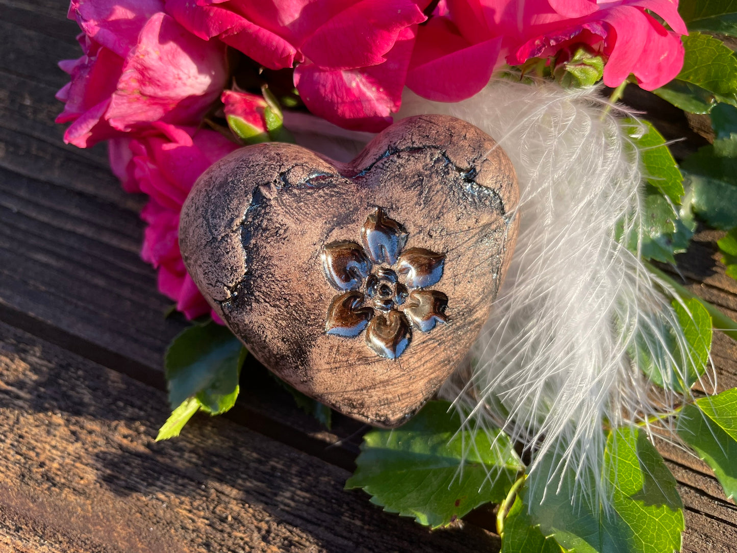 Deko Herz mit Blume Enzian