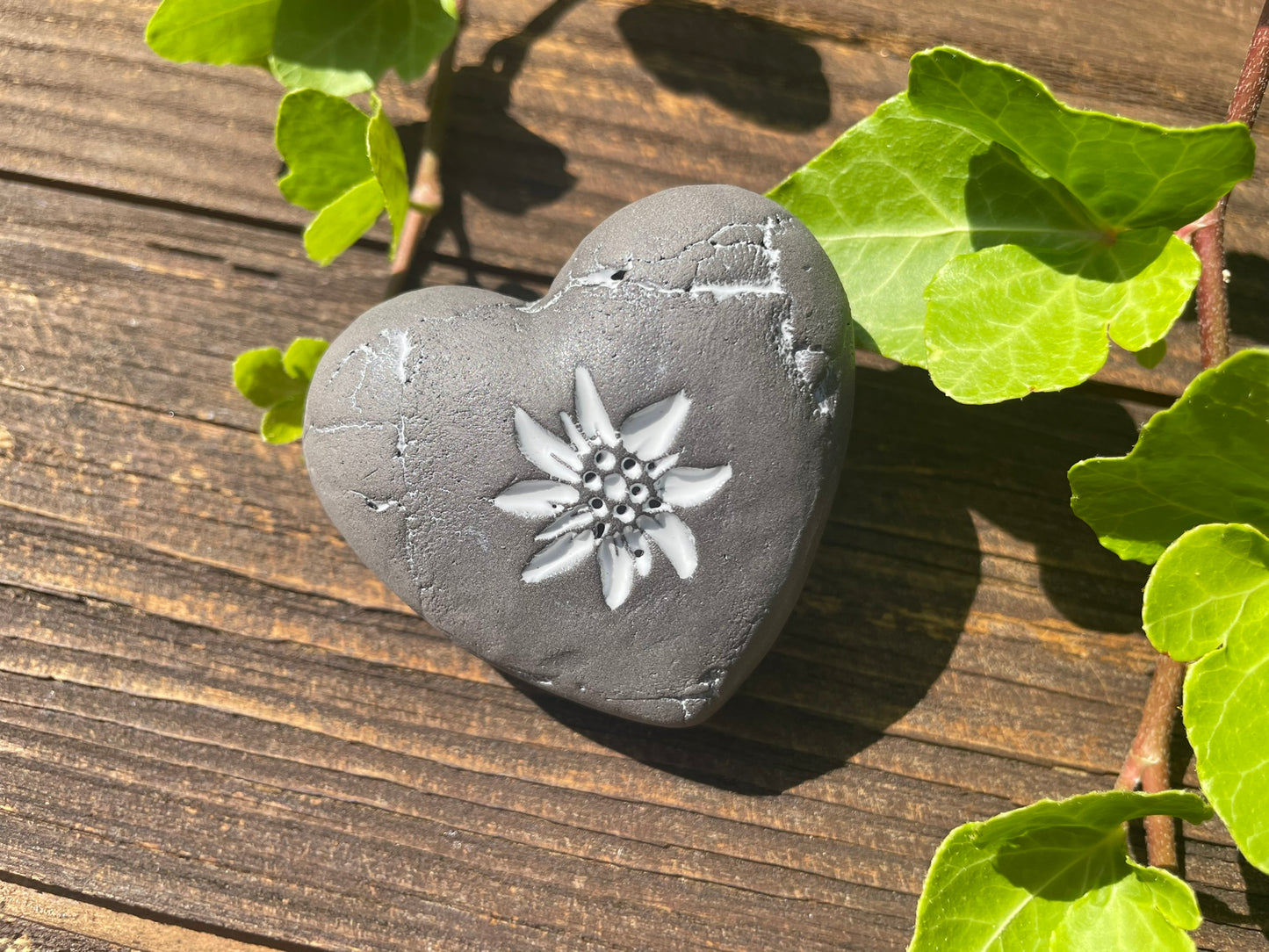 Deko Herz mit Blume Edelweiss