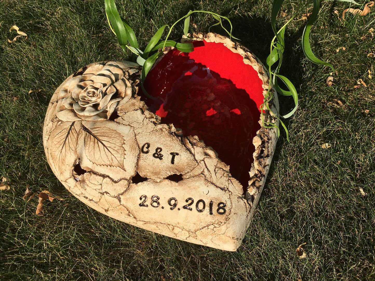 Geschenk Herz mit Rose und Kerze XL