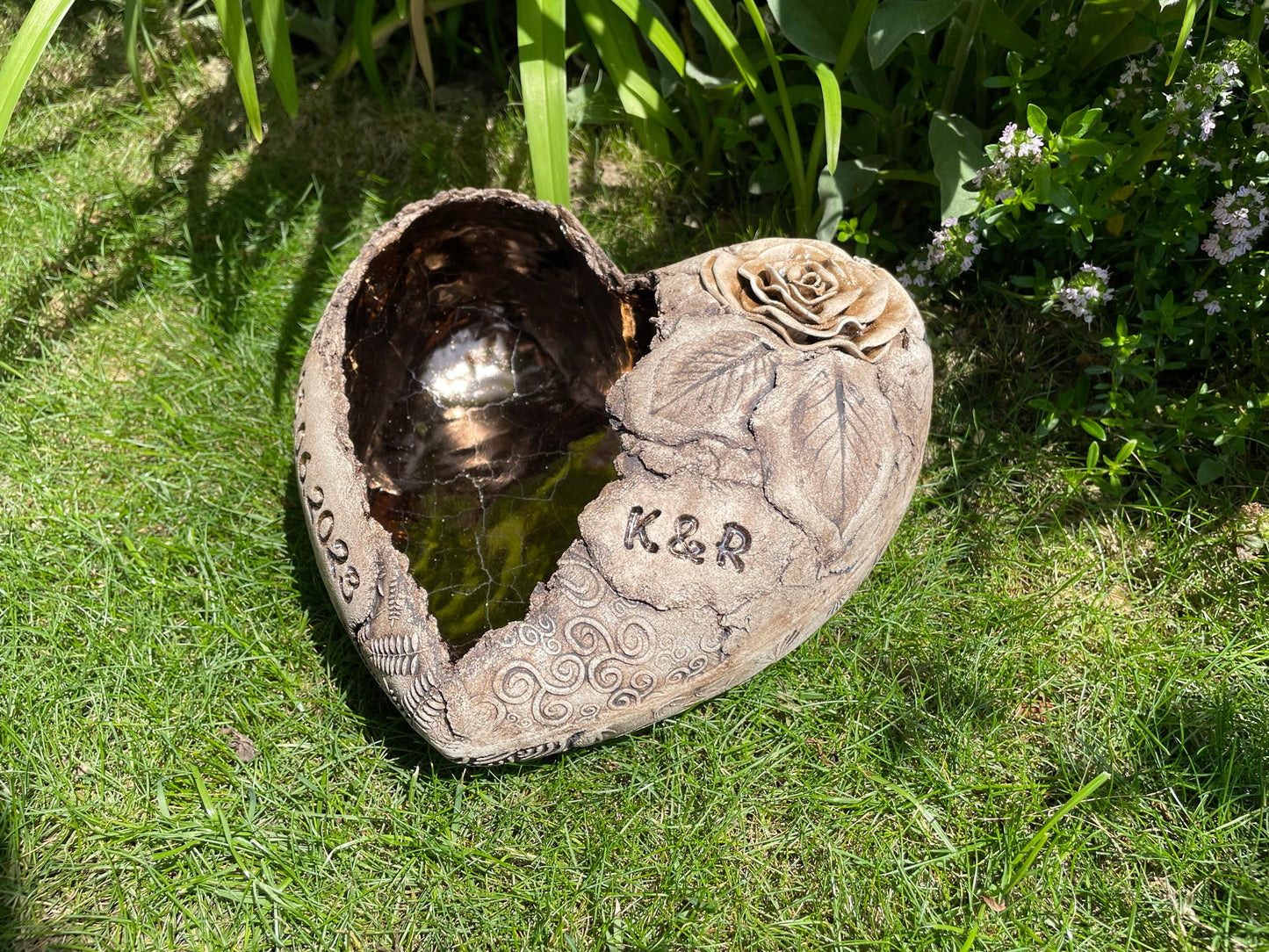 Geschenk Herz mit Rose & Kerze L