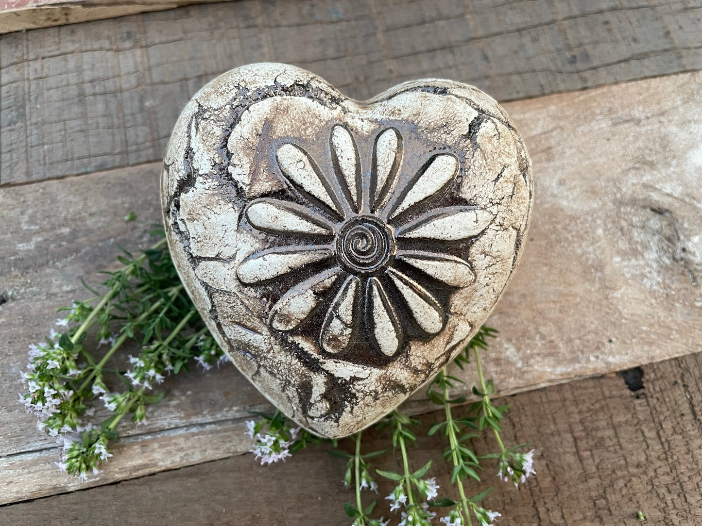 Deko Herz mit Blume Margerite