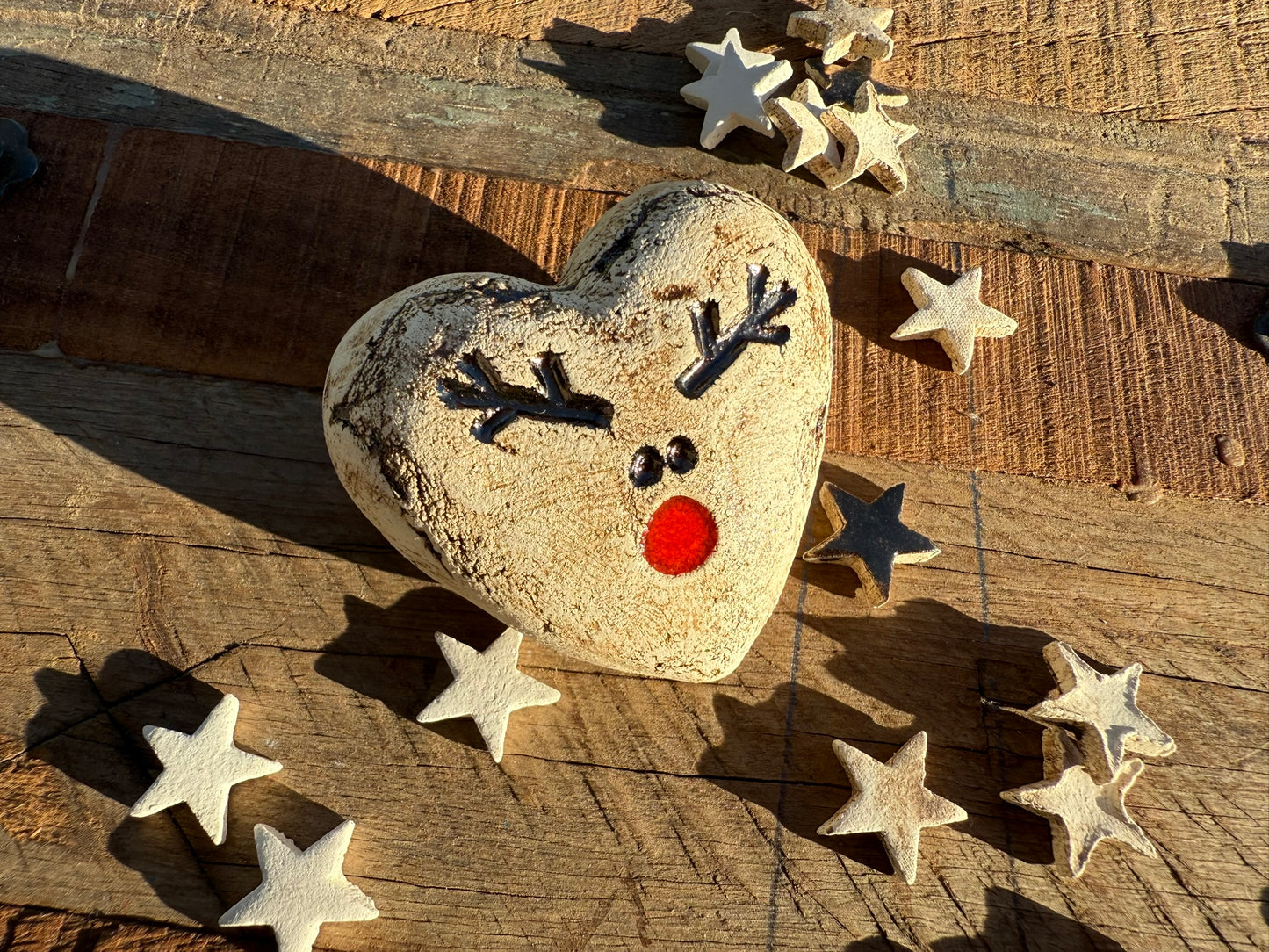 Deko Herz mit Renntier Rudolph