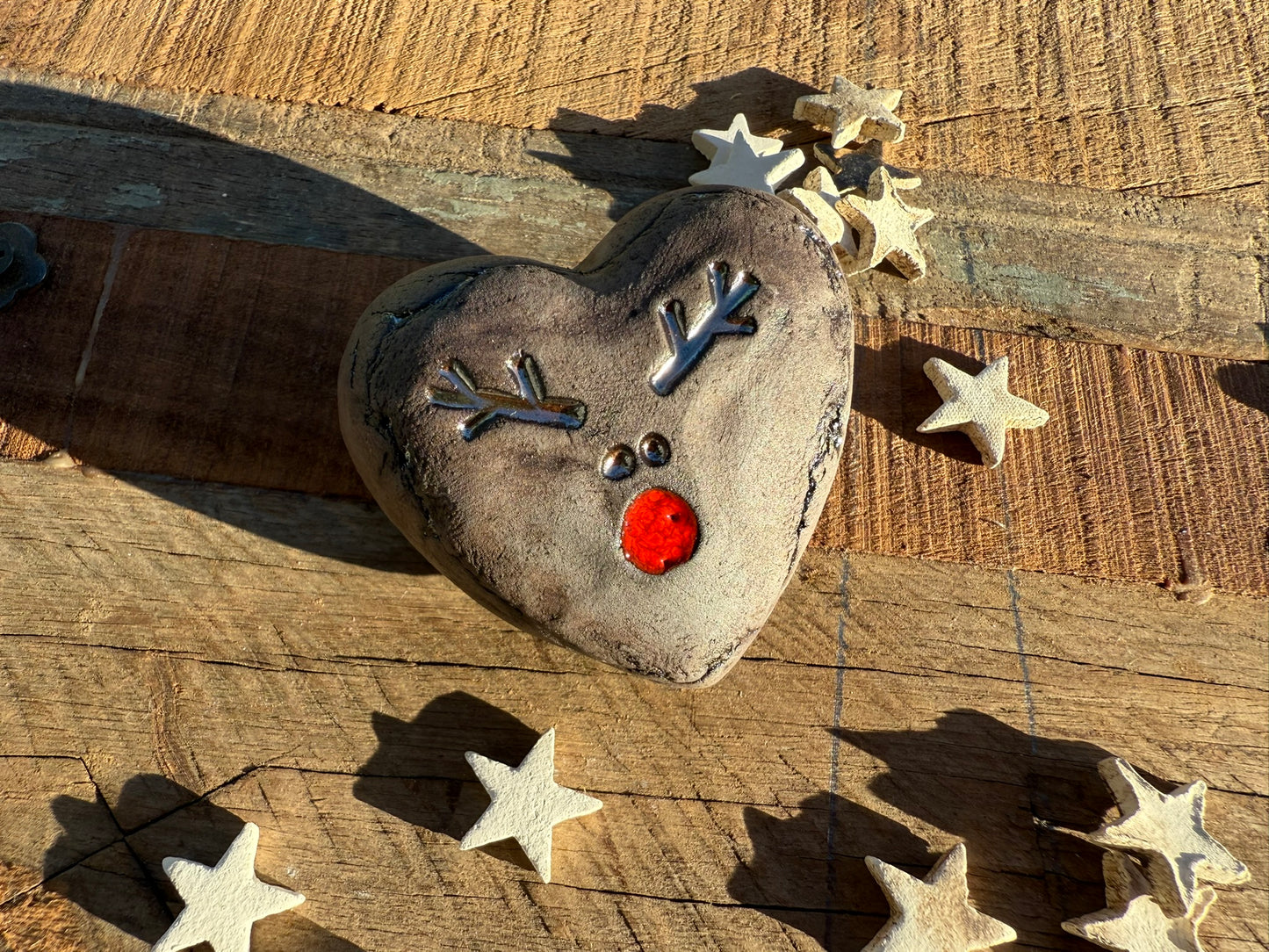 Deko Herz mit Renntier Rudolph