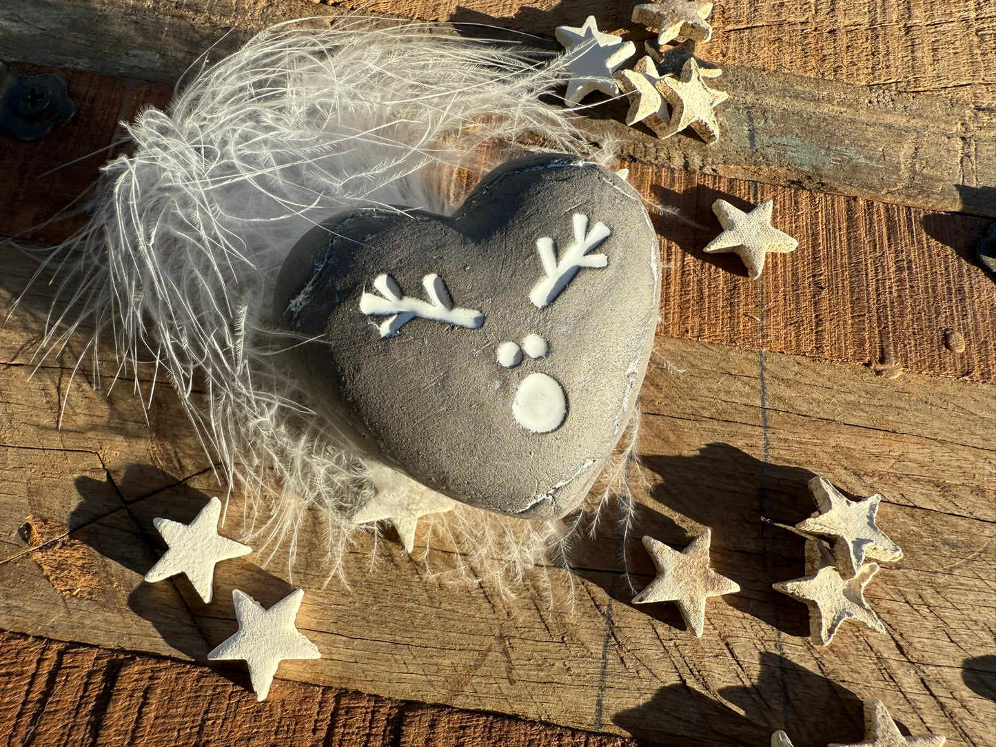 Deko Herz mit Renntier Rudolph
