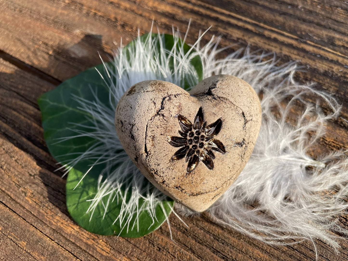 Deko Herz mit Blume Edelweiss