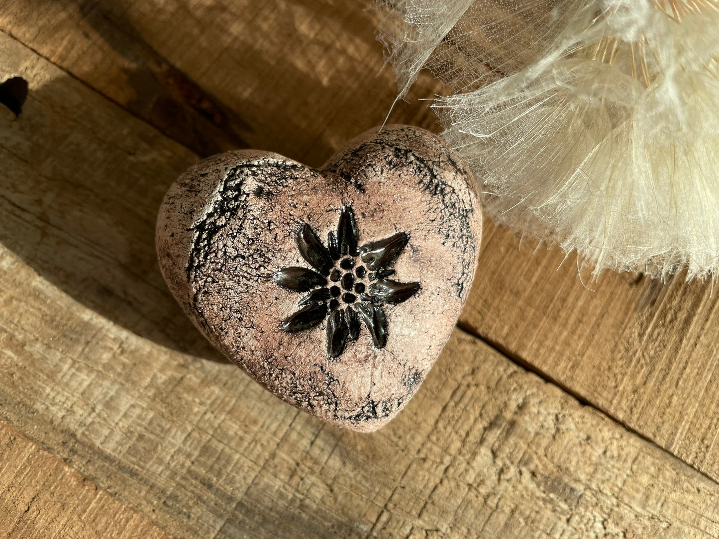 Deko Herz mit Blume Edelweiss