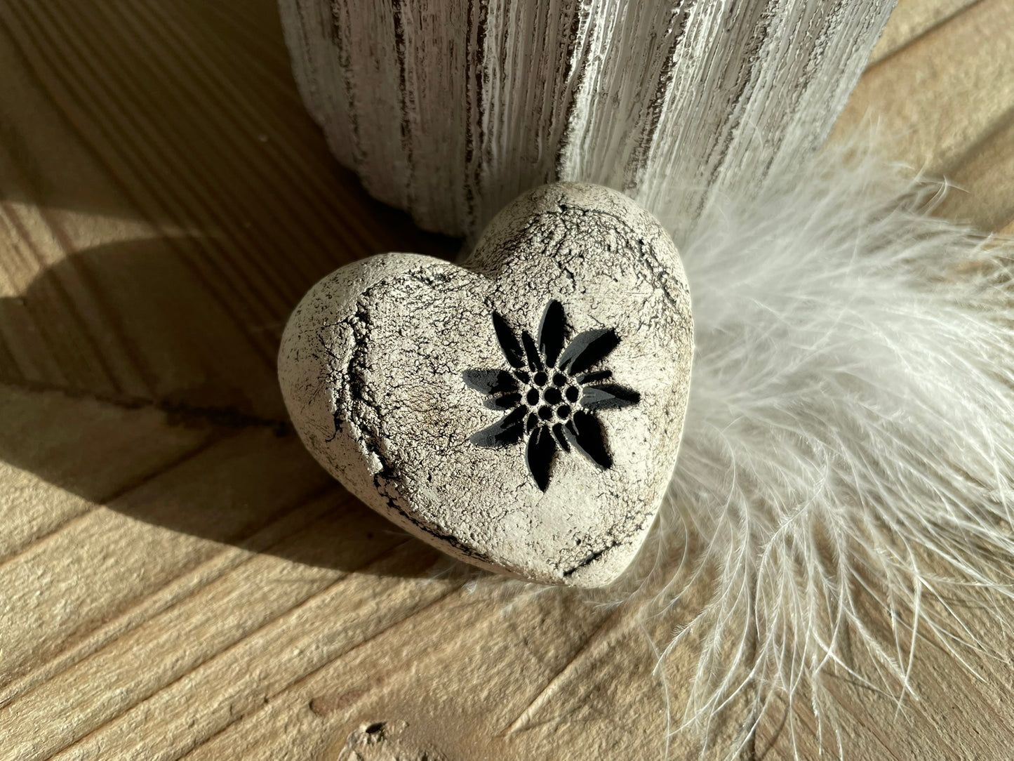 Deko Herz mit Blume Edelweiss