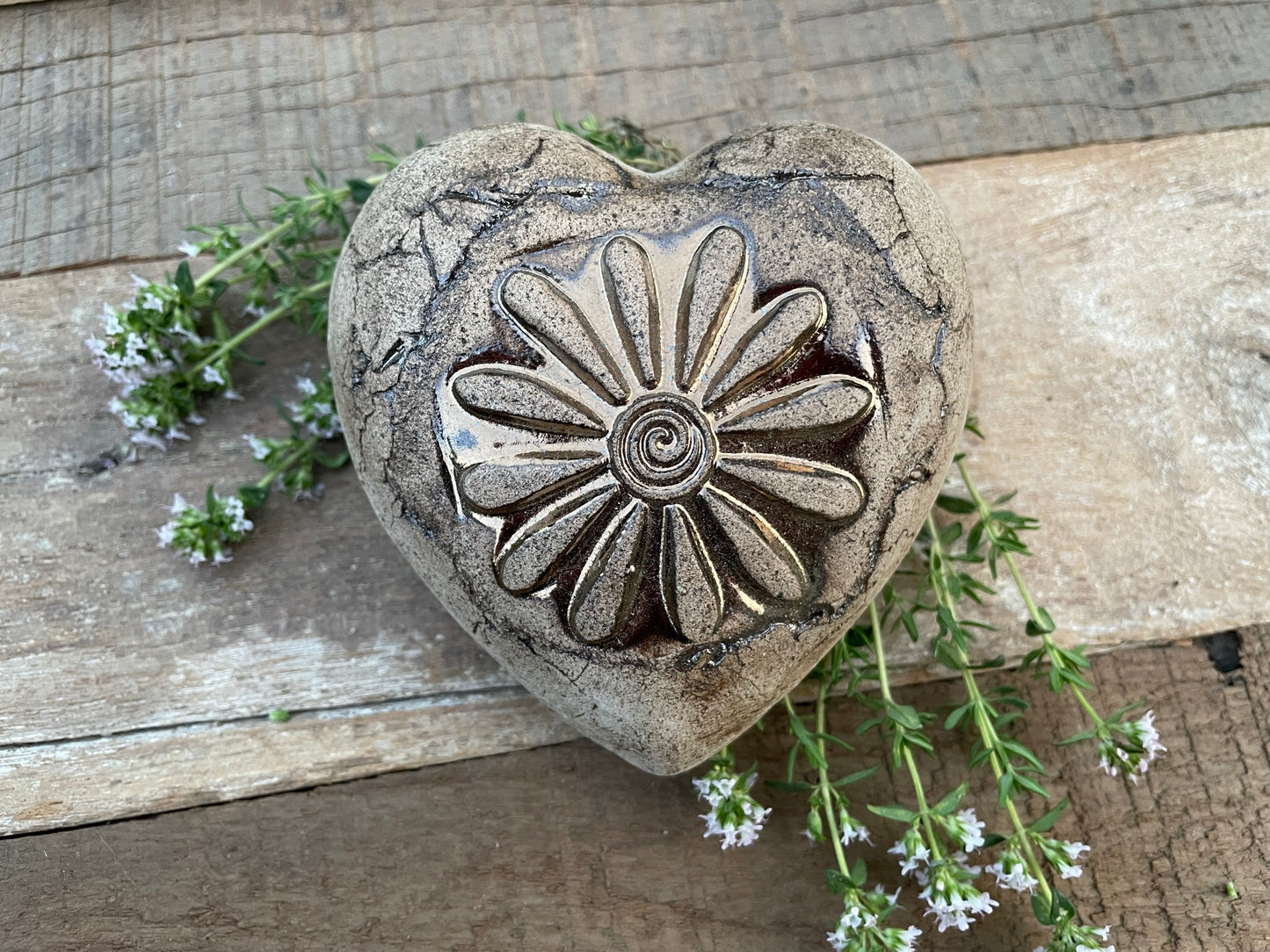 Deko Herz mit Blume Margerite