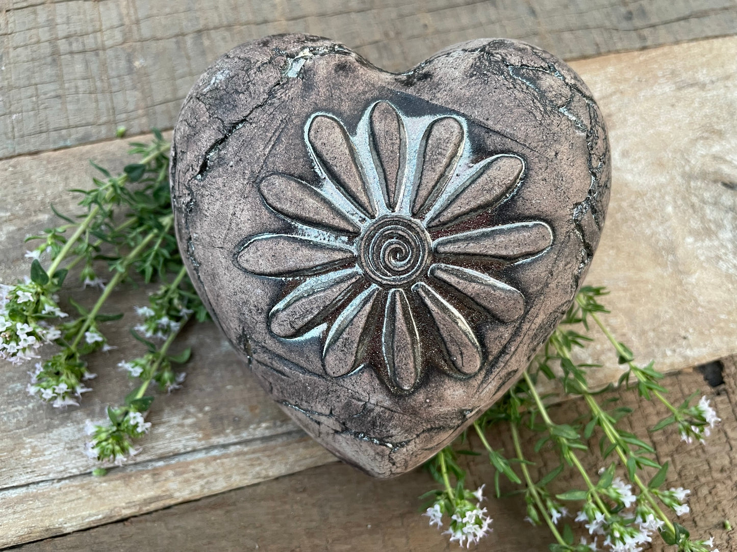 Deko Herz mit Blume Margerite